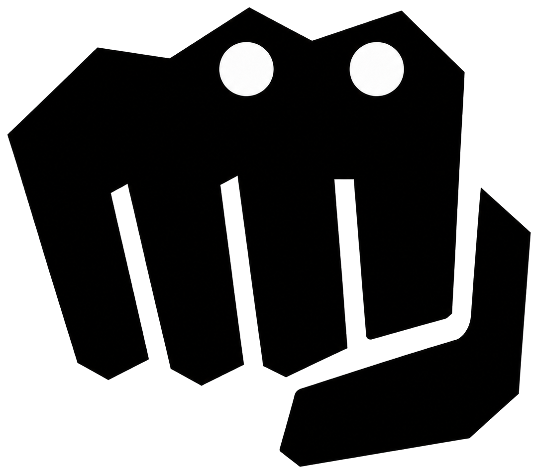 Front view of a fist with the index and middle knuckles circled as the striking surface